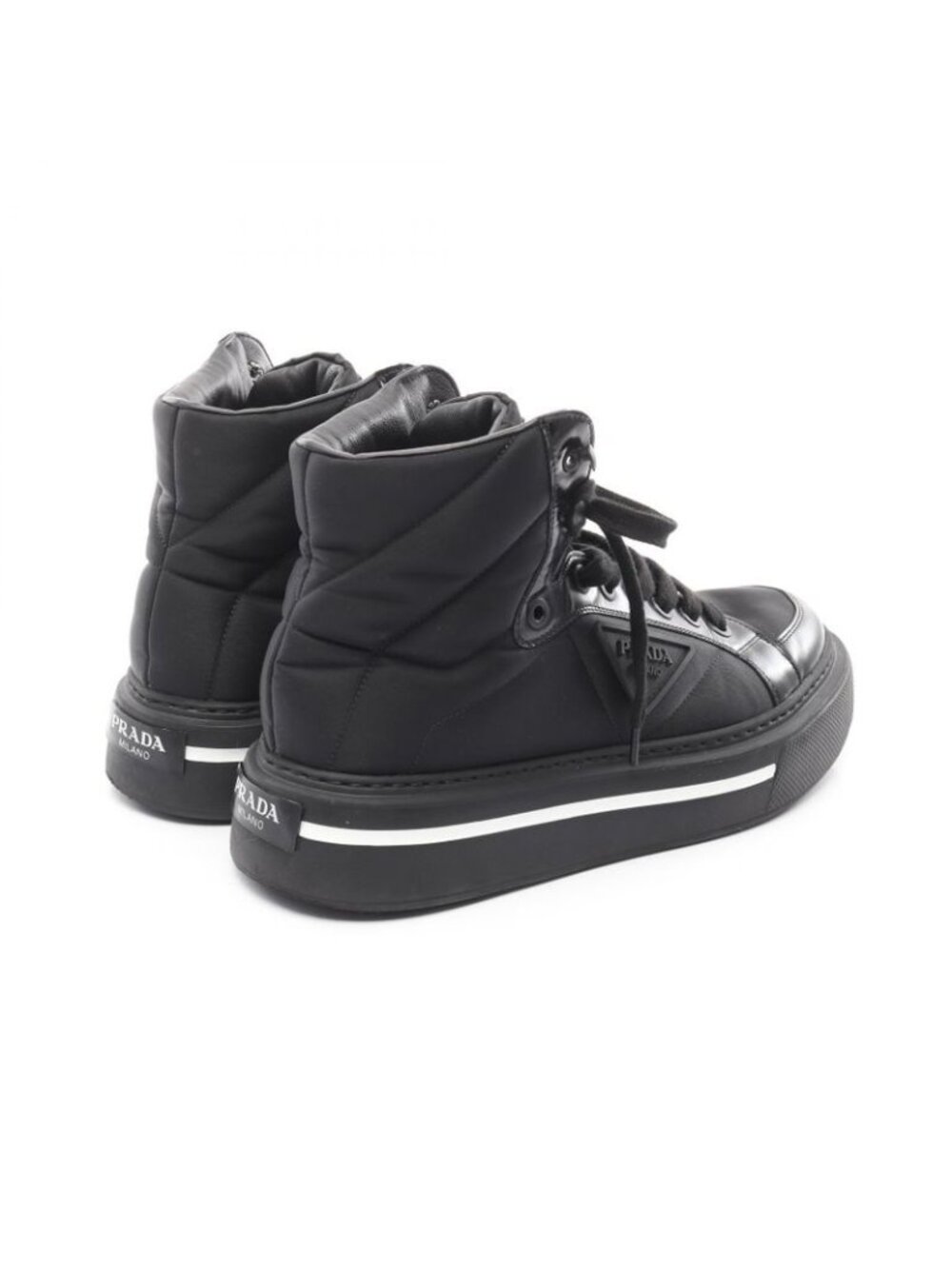 Prada Sneakers Re-Nylon Macro High Top Nylon Leather Cut - Picture 2 of 11